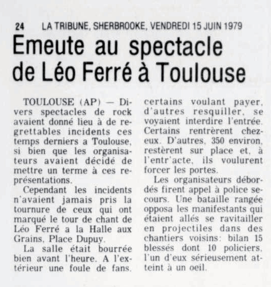 Léo Ferré - La tribune, 1910-, vendredi 15 juin 1979